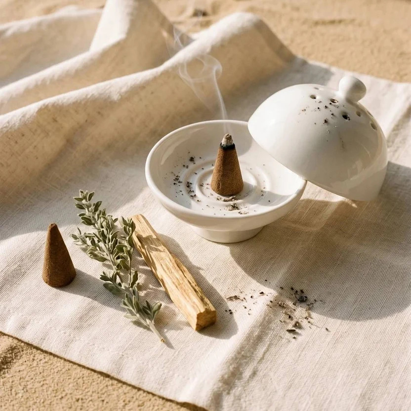 100 % természetes, tiszta füstölőkúp Palo Santo ( Bursera graveolens ) faporral - tisztítás, áldás, szertartás