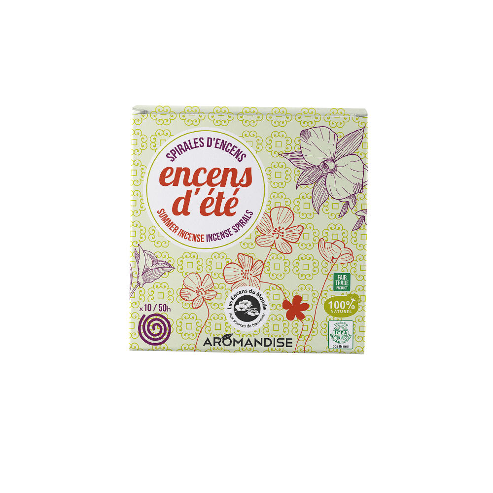 100% természetes, ICEA minősített szűnyogriasztó spirál valódi citronella és geránium illóolajjal.