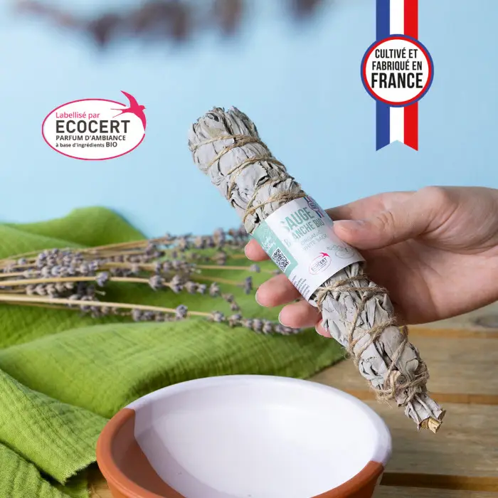 Franciaországban termesztett, BIO / ECOCERT minősítésű fehér zsálya köteg - tértisztításhoz, auratisztításhoz